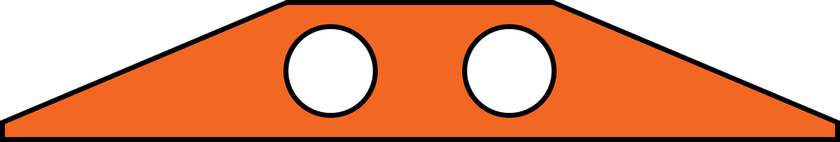 Cross-section of Style CT 2 urethane cable crossover with two 2.5 inch PVC lined round tunnels